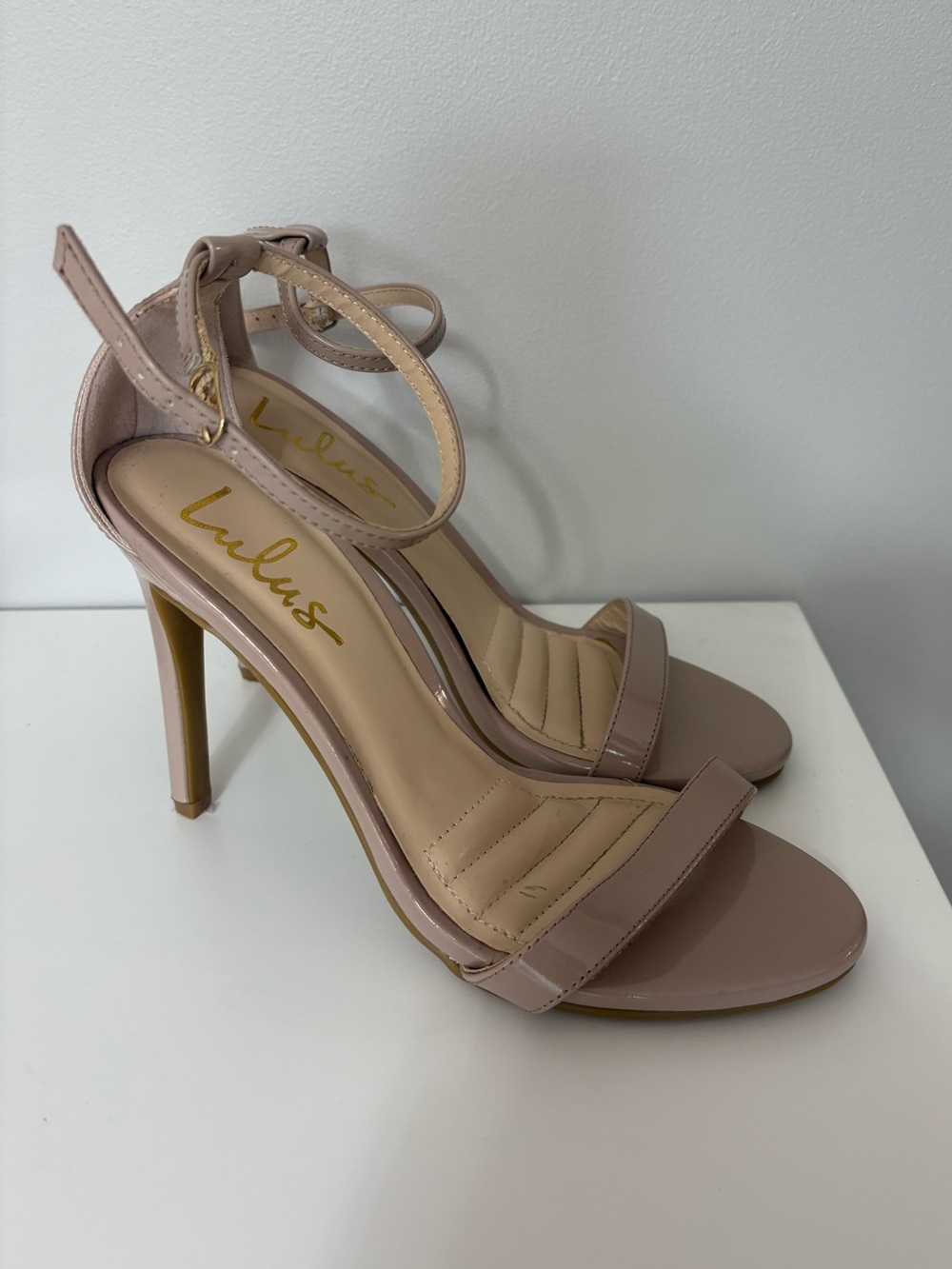 Lulu's Nude Elise Ankle-Strap Heels Stiletto Summer Wedding Party Black Tie Eve